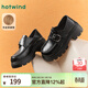 熱風(fēng)（Hotwind）商場(chǎng)同款復古樂(lè )福鞋女鞋春秋新款時(shí)尚簡(jiǎn)約百搭粗跟增高小皮鞋 01黑色 36 230mm