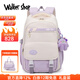 Walker Shop輕奢品牌減負護脊大容量初中生書(shū)包女高中生女生小學(xué)生雙肩背包 紫配白【書(shū)包+補習袋+筆袋】三件套 默認