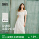 森馬（Semir）連衣裙女設計感重工繡花氣質(zhì)夏2025新款花邊翻領(lǐng)泡泡袖小白裙 米白10312 L