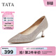 他她（TATA）酒杯鞋婚鞋新娘鞋伴娘鞋宴會(huì )高跟鞋女鞋細跟配裙子單鞋新 粉色（5.5cm）-流光款 37