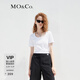 MO&Co.春夏U領(lǐng)短袖T恤LOGO膠章簡(jiǎn)約修身內搭外穿摩安珂 漂白色 建議和客服確認尺碼哦 M 165 建議和客服確認尺碼哦