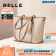 百麗包包女新款大容量老花復古單肩通勤托特包送媽媽X7058CX4 杏色【可放15.6寸電腦】 F