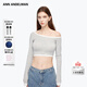 ANN ANDELMAN【陳佳儀同款】官方直營(yíng)露肩長(cháng)袖T恤女短款高腰上衣薄款皮膚衣 灰色 XS