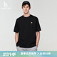 哈吉斯（HAZZYS）男女裝 26新款夏季純色上衣【情侶款】PHIZ系列圓領(lǐng)寬松短袖T恤 黑色BK -男款 3XL （190/108A 54）