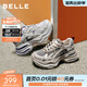 百麗（Belle）星河軌跡潮酷老爹鞋女商場(chǎng)款厚底增高休閑鞋E4P1DCM5預售 灰色 37