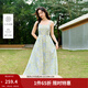 茵曼（INMAN）法式度假風(fēng)印花女裝吊帶連衣裙浪漫海邊2025夏季新品收腰裙子  青綠江山 S