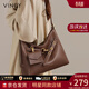 viney牛皮托特包包女包品牌斜挎包大容量生日禮物送女友老婆 【棕色】高檔實(shí)用單肩大包 時(shí)尚輕奢百搭休閑通勤腋下包