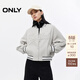 ONLY2025秋季新款休閑撞色貼布字母棒球服寬松外套女|125436007 C42蒸汽藍灰色 S