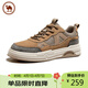 駱駝牌 男鞋復古板鞋子男休閑皮面滑板運動(dòng)鞋 P15A342011 杏色 42