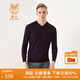 鹿王【全羊絨】羊絨衫男士純山羊絨輕商務(wù)V領(lǐng)針織衫秋冬保暖內搭上衣 紫色 L 175/92A/110(L)
