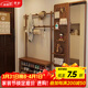 青櫨全實(shí)木換鞋凳衣帽架入戶(hù)門(mén)落地掛衣架鞋架組合一體玄關(guān)門(mén)廳置物架 100cm-胡桃木色-加粗進(jìn)口橡膠木 11掛鉤+全3A進(jìn)口橡膠木+送貨上門(mén)