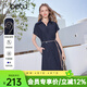 百圖（betu）女裝2026年夏季新款短袖連衣裙系帶收腰襯衫裙不易皺裙子2603T78 寶蘭 L