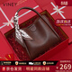 viney牛皮水桶包包女包新款斜挎包高檔生日女神節38婦女節禮物老婆 【咖啡色定制禮盒裝】三八實(shí)用高級送女友品牌單肩包 輕奢百搭休閑洋氣手提包
