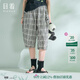 日著(zhù)年輪格子休閑短褲2025夏季新款薄寬松洋氣減齡顯瘦外穿褲子女 年輪格 S