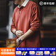 馬登工裝 美式復古撞色polo衛衣學(xué)院風(fēng)翻領(lǐng)長(cháng)袖T恤男士春季針織打底衫 臟紅色 XL