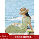 茵曼（INMAN）七七同款連衣裙2026夏女裝新款田園純棉提花方領(lǐng)A字泡泡袖蛋糕裙 淡綠色 74.6%粘纖 25.4%棉  L