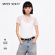 MISS SIXTY2025春季新款短袖T恤女圓領(lǐng)立體字母時(shí)尚透視感薄網(wǎng)紗 白色 L