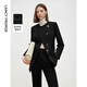 朗姿25純羊毛黑色短外套冬季新款百搭通勤高智氣質(zhì)設計感修身上衣 黑色 M