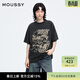 moussy 新品做舊復古汽車(chē)字母寬松短袖T恤028IAZ90-1141 020黑色 均碼