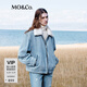 MO&Co.牛仔棉服土耳其棉夾棉羊羔毛翻領(lǐng)中性寬松夾克外套摩安珂 牛仔藍色 S 160