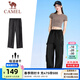 駱駝（CAMEL）[王俊凱同款]運動(dòng)工裝褲男女春夏速干梭織長(cháng)褲戶(hù)外登山褲 J25BAY6079，幻影黑，女 M