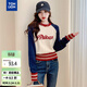 唐獅（TonLion）2025秋冬美式校園風(fēng)字母短款女圓領(lǐng)套頭毛衣