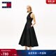 TOMMY JEANS26春夏新款女裝府綢拼接氣質(zhì)優(yōu)雅修身顯瘦無(wú)袖背心連衣裙 黑色BDS S