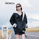 MO&Co.牛仔夾克棉質(zhì)襯衫領(lǐng)側門(mén)襟復古洗水寬松落肩黑外套摩安珂 牛仔黑色 S 160