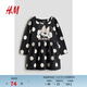 H&M【迪士尼系列】童裝兒童女童裙子春季米妮印花連衣裙1249498 深灰色/米妮老鼠 110 110/56(2-4Y) 110/56 (2-4Y)