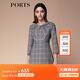 PORTS 寶姿秋冬新品女裝休閑通勤設計感收腰長(cháng)袖短連衣裙 灰色混色 M (6)