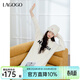 LAGOGO連帽元氣寬松字母連衣裙女拉谷谷2024年冬新款針織中長(cháng)裙 米白色 L