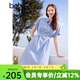 百圖betu女裝夏季新款綁帶調節通勤美學(xué)條紋連衣裙裙子女2504D02 藍白條 M