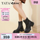 他她（TATA）TA他她氣質(zhì)厚底彈力靴女靴子加絨短靴秋冬季新款 CEG02DD4黑色（皮面款） 37