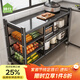 帥仕（shuaishi）廚房收納置物架蔬菜架多功能落地果蔬菜籃子鍋具零食小推車(chē)操作臺 【特厚可調高】雅黑3層120長(cháng)32深丨3板3籃
