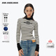 ANN ANDELMAN【明星同款】官方直營(yíng)秋季半高領(lǐng)logo提花條紋打底針織衫內搭上衣 黑白色 M
