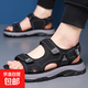 【廠(chǎng)家直銷(xiāo)】涼鞋男士夏季新款軟底防滑耐磨沙灘鞋休閑開(kāi)車(chē)涼拖鞋 黑色 39