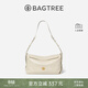 BAGTREE【明星同款】包包樹(shù)奶盒包植鞣皮單肩斜挎腋下通勤Hobo枕頭女士包 皎月白-中號【磁吸拉鏈款】 高級小眾