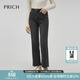 PRICH時(shí)尚高腰直筒牛仔褲春季保暖顯瘦松弛感長(cháng)褲子女 15灰色 M 160