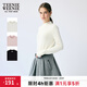 Teenie Weenie小熊女裝T恤秋冬柔軟簡(jiǎn)約合身半高領(lǐng)易搭長(cháng)袖打底衫 象牙白 S