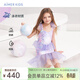 愛(ài)慕兒童（AIMER KIDS）女孩分身泳衣40+防曬耐氯美人魚(yú)公主風(fēng)泳衣海邊曬娃造型款三件套 紫色魚(yú)鱗滿(mǎn)印 110