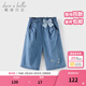 戴維貝拉（DAVE＆BELLA）兒童七分褲女童休閑褲中大童闊腿牛仔褲夏季新款童褲女孩褲子 牛仔藍【現貨】 120 cm（建議身高110-120cm）