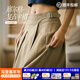 馬登復古卡其色廓爾格全棉百褶高腰 A字大擺工裝傘裙子半身裙女士 卡其色 M （100-115斤）