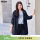 MsShe【休閑連帽風(fēng)衣】大碼女裝2026新款春裝胖mm高級感寬松外套 藏青藍色現貨 3XL