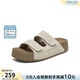 百思圖2026夏季新款【牛皮鞋面】勃肯鞋簡(jiǎn)約時(shí)尚戶(hù)外休閑女拖鞋T9361BT6 米色 魔術(shù)貼 37