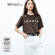 MO&Co.【美拉德】【抗菌防螨】印花圓領(lǐng)短袖寬松棉質(zhì)T恤上衣上裝 駝啡色-第2批 M 165