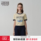 Teenie Weenie小熊女裝簡(jiǎn)約夏季潮流時(shí)髦撞色圓領(lǐng)短袖T恤印花上衣 淺黃色 L
