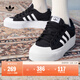 adidas NIZZA PLATFORM厚底增高運動(dòng)帆布鞋女阿迪達斯三葉草 一號黑/白   36