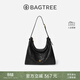 BAGTREE【明星同款】包包樹(shù)圖南頭層植鞣牛皮hobo女包單肩腋下通勤斜挎包 檀黑色-大號 贈斜挎延長(cháng)肩帶 高級小眾