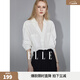 ELLE白色設計感V領(lǐng)襯衫女2026春裝新款寬松通勤職業(yè)裝輕奢氣質(zhì)上衣 白色 M