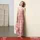 顏域粉色碎花吊帶連衣裙女2025夏季新款收腰顯瘦度假風(fēng)過(guò)膝長(cháng)裙子 粉花 2XL